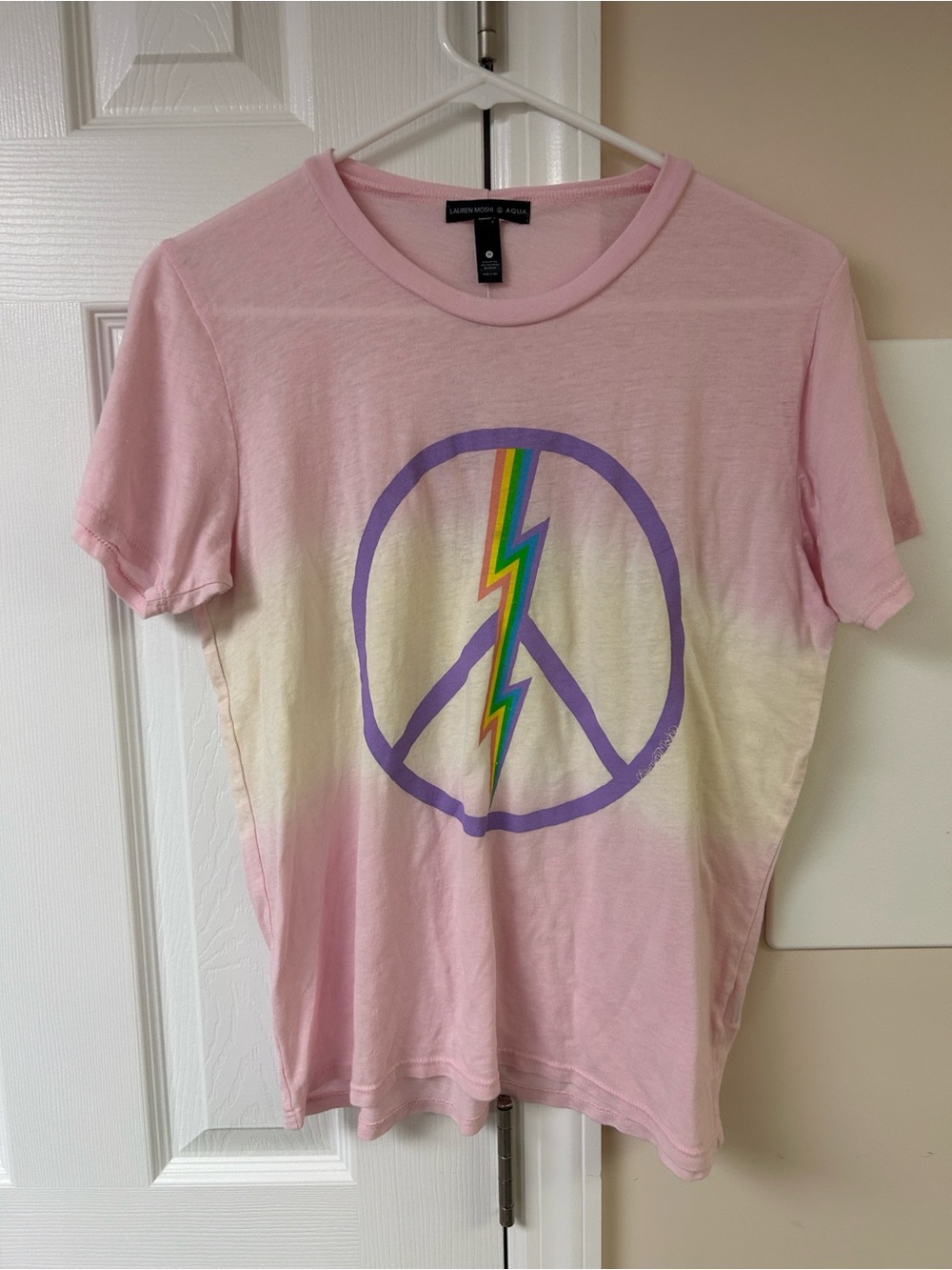 NWT Lauren Moshi Aqua Peace Sign Tee